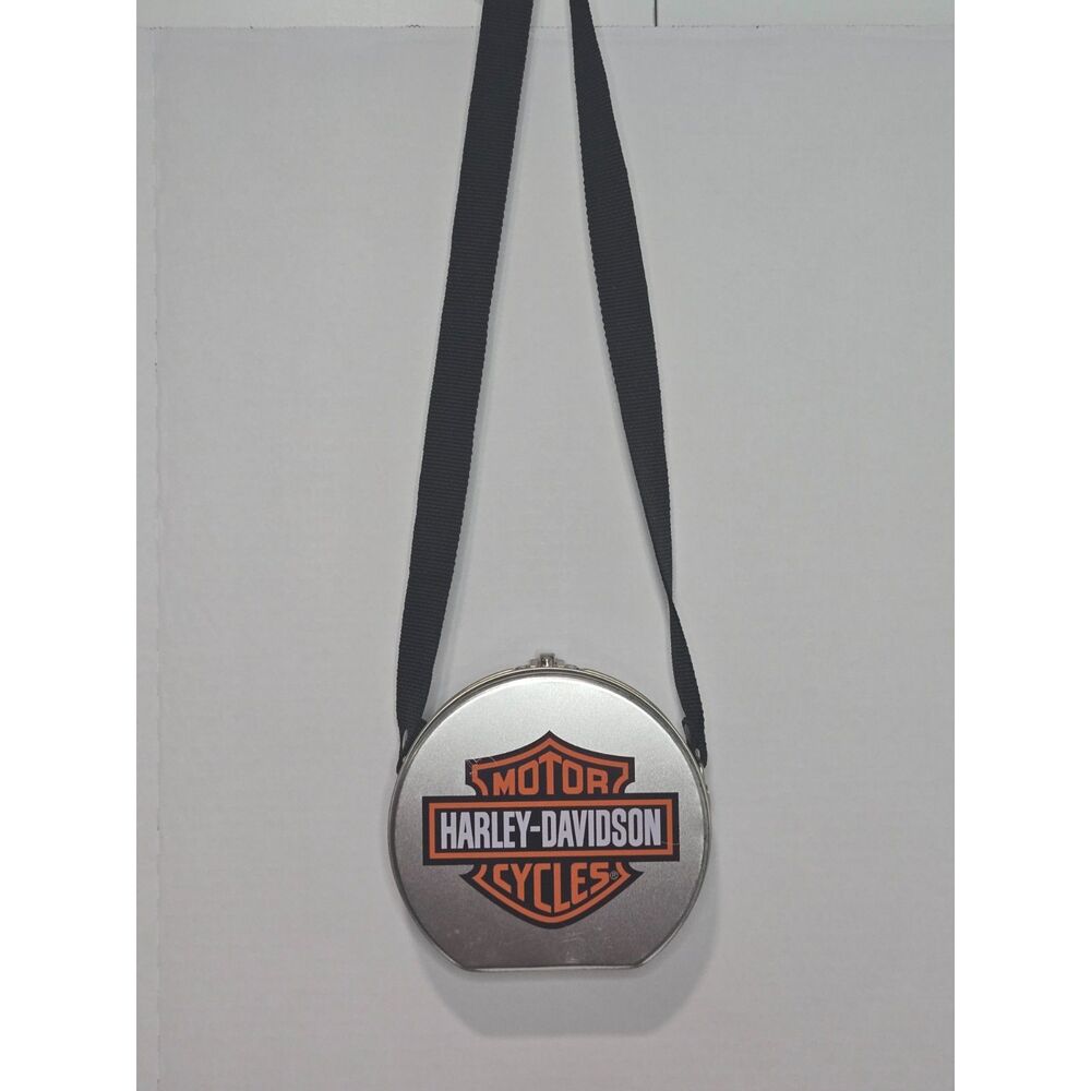 Harley Davidson Vintage 1999 Tin Crossbody Purse | Black Silver Bag